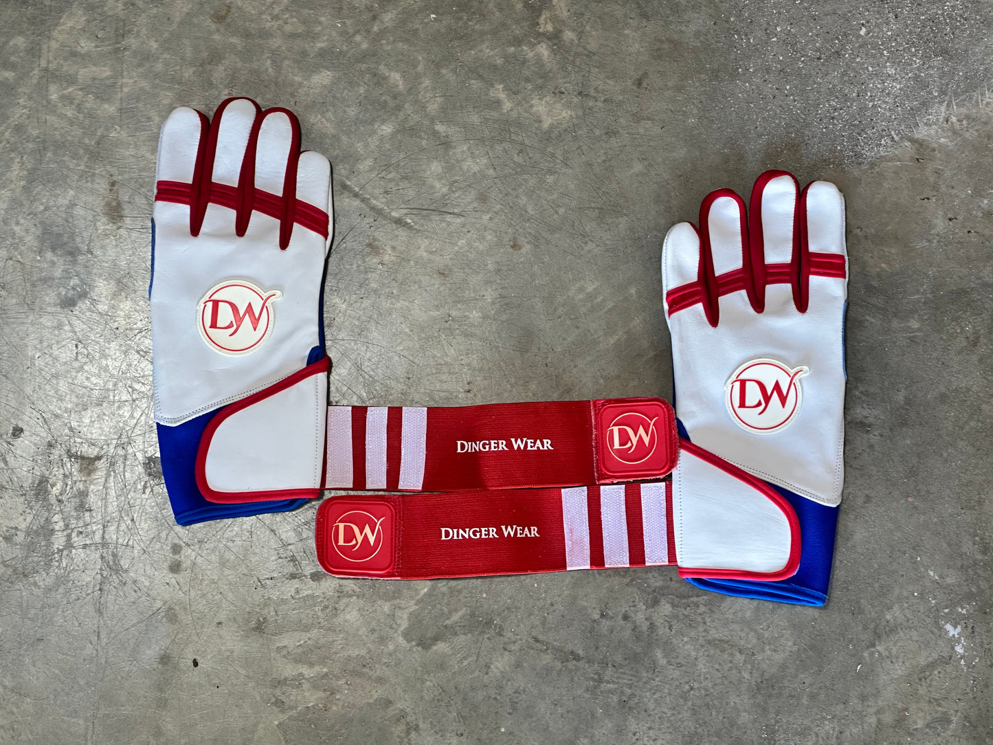 WHITE/RED/ROYAL BLUE Batting Glove