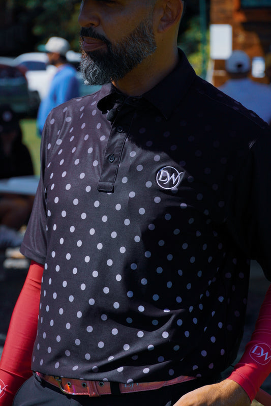 Polo Negra w/ Puntos Blancos